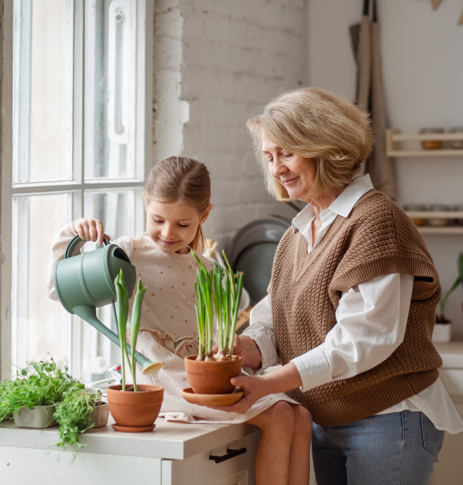 Grandmother and granddaughter